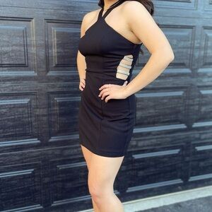 Homecoming or Winter formal Black Cutout halter top Dress